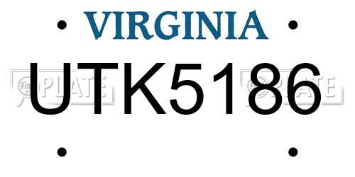 UTK5186 Virginia License Plate
