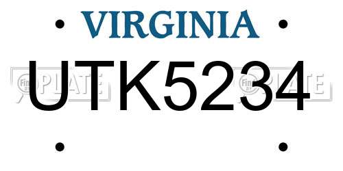UTK5234 Virginia License Plate