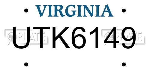 UTK6149 Virginia License Plate