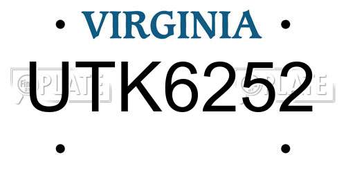 UTK6252 Virginia License Plate