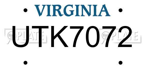 UTK7072 Virginia License Plate
