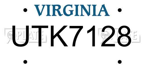 UTK7128 Virginia License Plate
