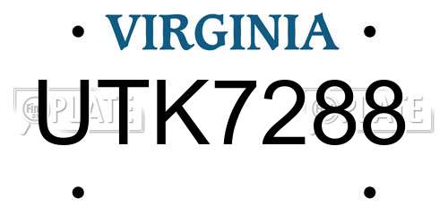 UTK7288 Virginia License Plate