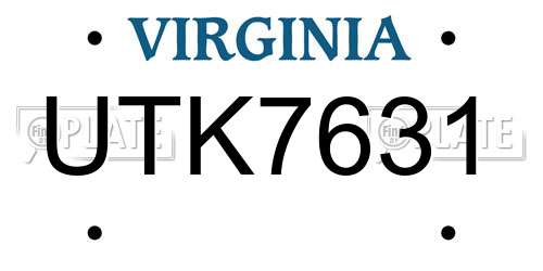 UTK7631 Virginia License Plate