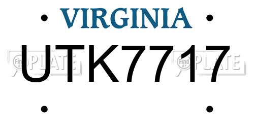 UTK7717 Virginia License Plate
