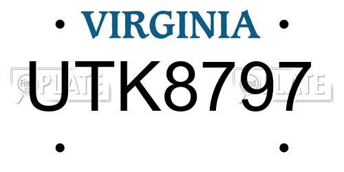 UTK8797 Virginia License Plate