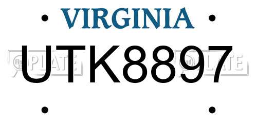 UTK8897 Virginia License Plate