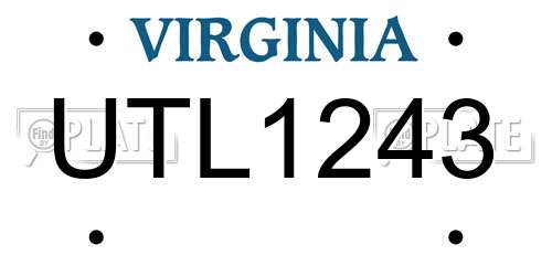 UTL1243 Virginia License Plate