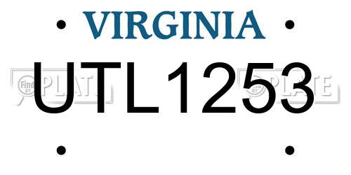 UTL1253 Virginia License Plate