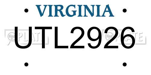 UTL2926 Virginia License Plate
