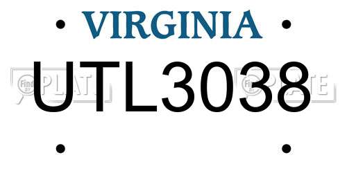 UTL3038 Virginia License Plate
