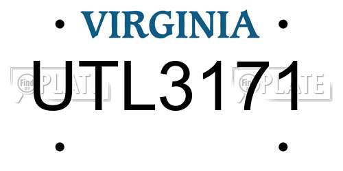 UTL3171 Virginia License Plate