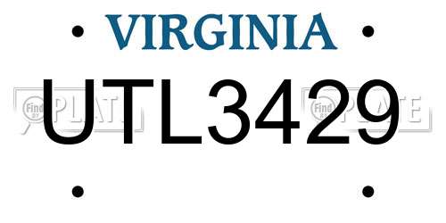 UTL3429 Virginia License Plate