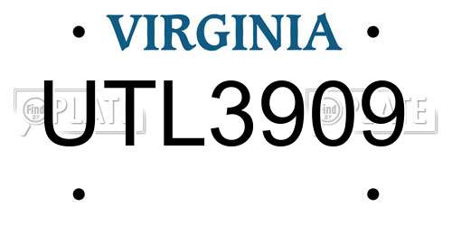 UTL3909 Virginia License Plate