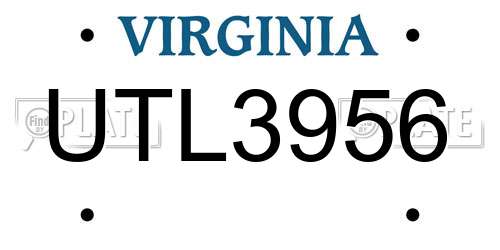 UTL3956 Virginia License Plate