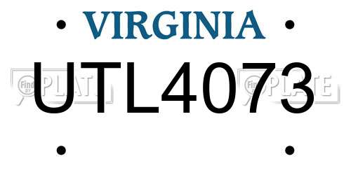 UTL4073 Virginia License Plate