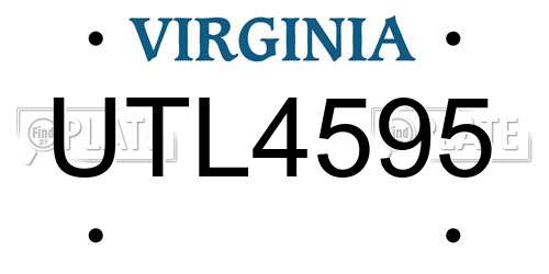 UTL4595 Virginia License Plate