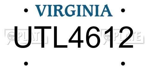 UTL4612 Virginia License Plate