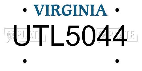 UTL5044 Virginia License Plate