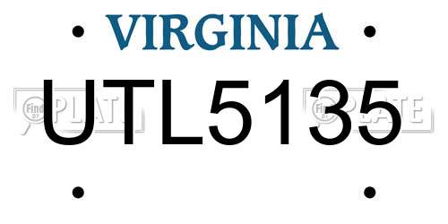 UTL5135 Virginia License Plate