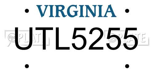 UTL5255 Virginia License Plate