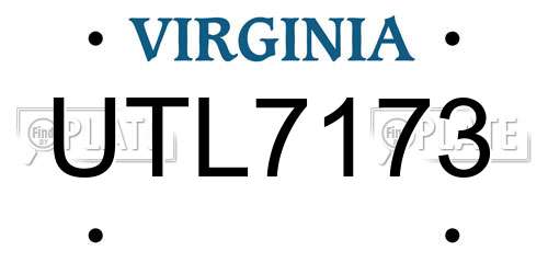 UTL7173 Virginia License Plate