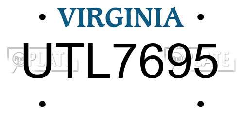UTL7695 Virginia License Plate