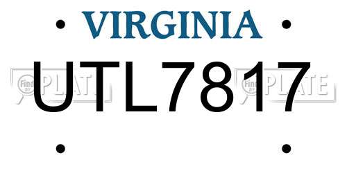 UTL7817 Virginia License Plate