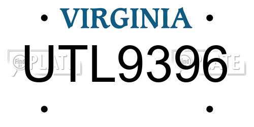UTL9396 Virginia License Plate