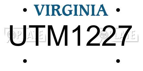 UTM1227 Virginia License Plate