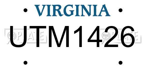 UTM1426 Virginia License Plate