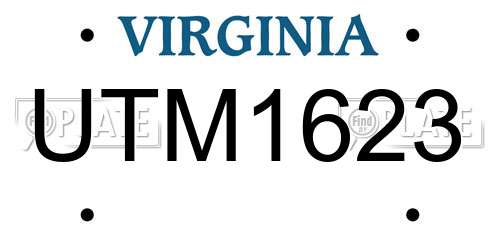 UTM1623 Virginia License Plate