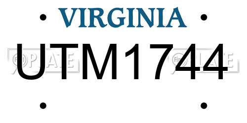 UTM1744 Virginia License Plate