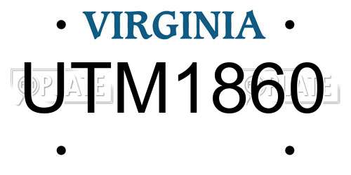 UTM1860 Virginia License Plate