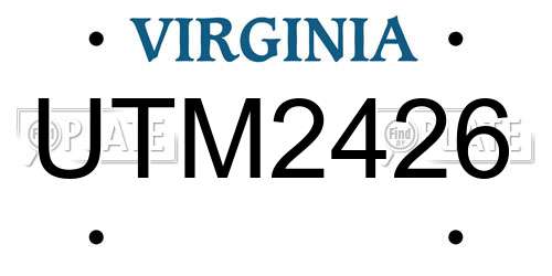 UTM2426 Virginia License Plate