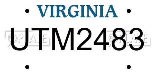 UTM2483 Virginia License Plate