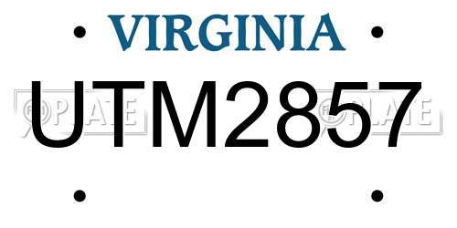 UTM2857 Virginia License Plate