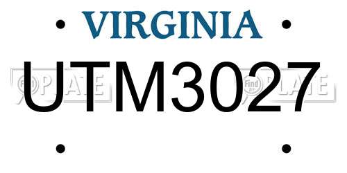 UTM3027 Virginia License Plate