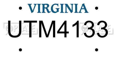 UTM4133 Virginia License Plate