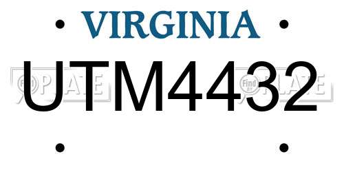UTM4432 Virginia License Plate