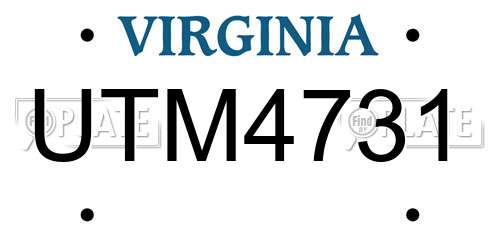 UTM4731 Virginia License Plate