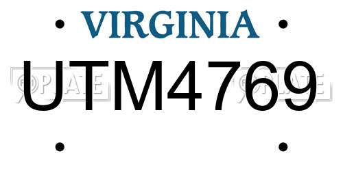UTM4769 Virginia License Plate