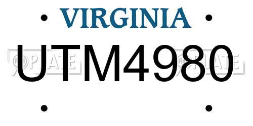 UTM4980 Virginia License Plate