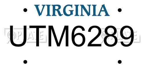 UTM6289 Virginia License Plate