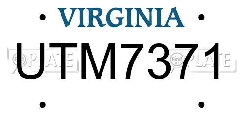 UTM7371 Virginia License Plate