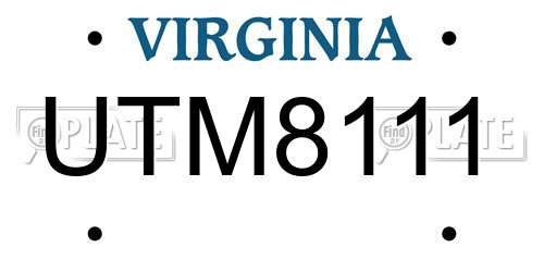 UTM8111 Virginia License Plate