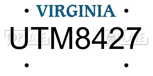 UTM8427 Virginia License Plate