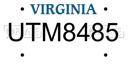 UTM8485 Virginia License Plate