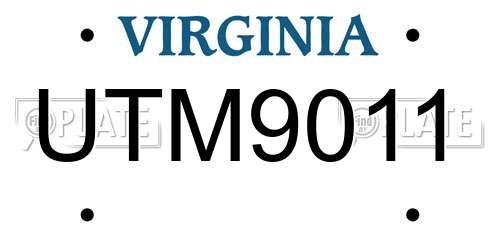 UTM9011 Virginia License Plate