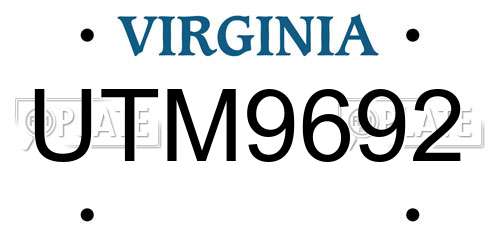 UTM9692 Virginia License Plate